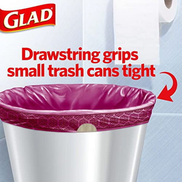 Glad OdorShield Small Drawstring Trash Bags, 4 Gallon Trash Bag, Febreze Cherry Blossom, 34 Count (Package May Vary) - Image 2