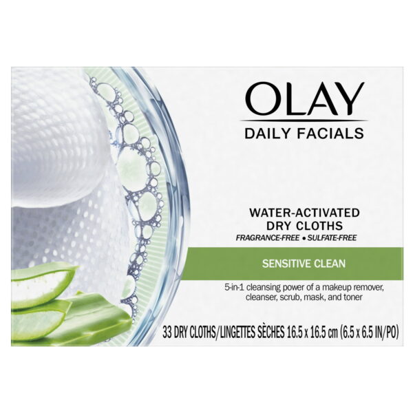 (3 pack) Olay Daily Facials Sensitive Cleansing Cloths, Fragrance-Free, 33 Count - Image 2