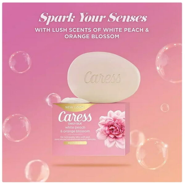Caress Silkening Daily Silk Beauty Bar, White Peach & Orange Blossom, 3.75 Oz., 16 Ct. - Image 4