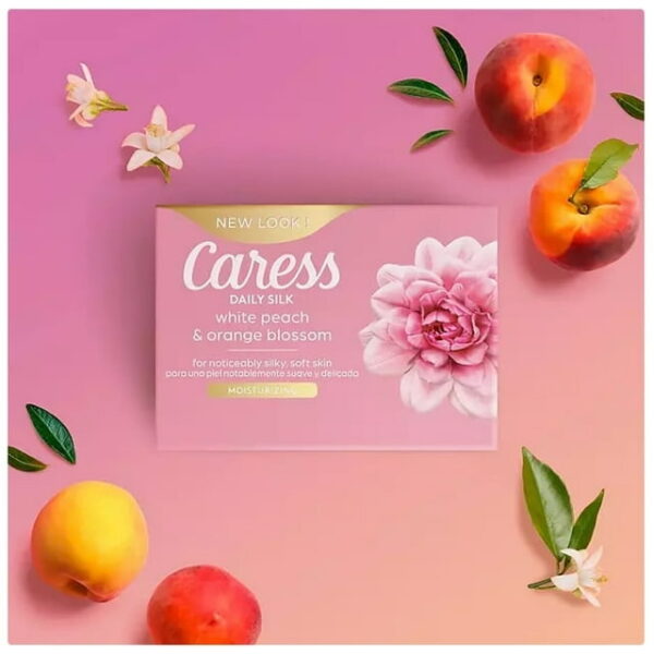 Caress Silkening Daily Silk Beauty Bar, White Peach & Orange Blossom, 3.75 Oz., 16 Ct. - Image 2