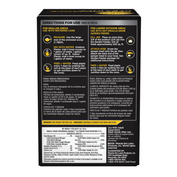 Miracle-Gro Performance Organics All Purpose Plant Nutrition 1 lb - Image 9